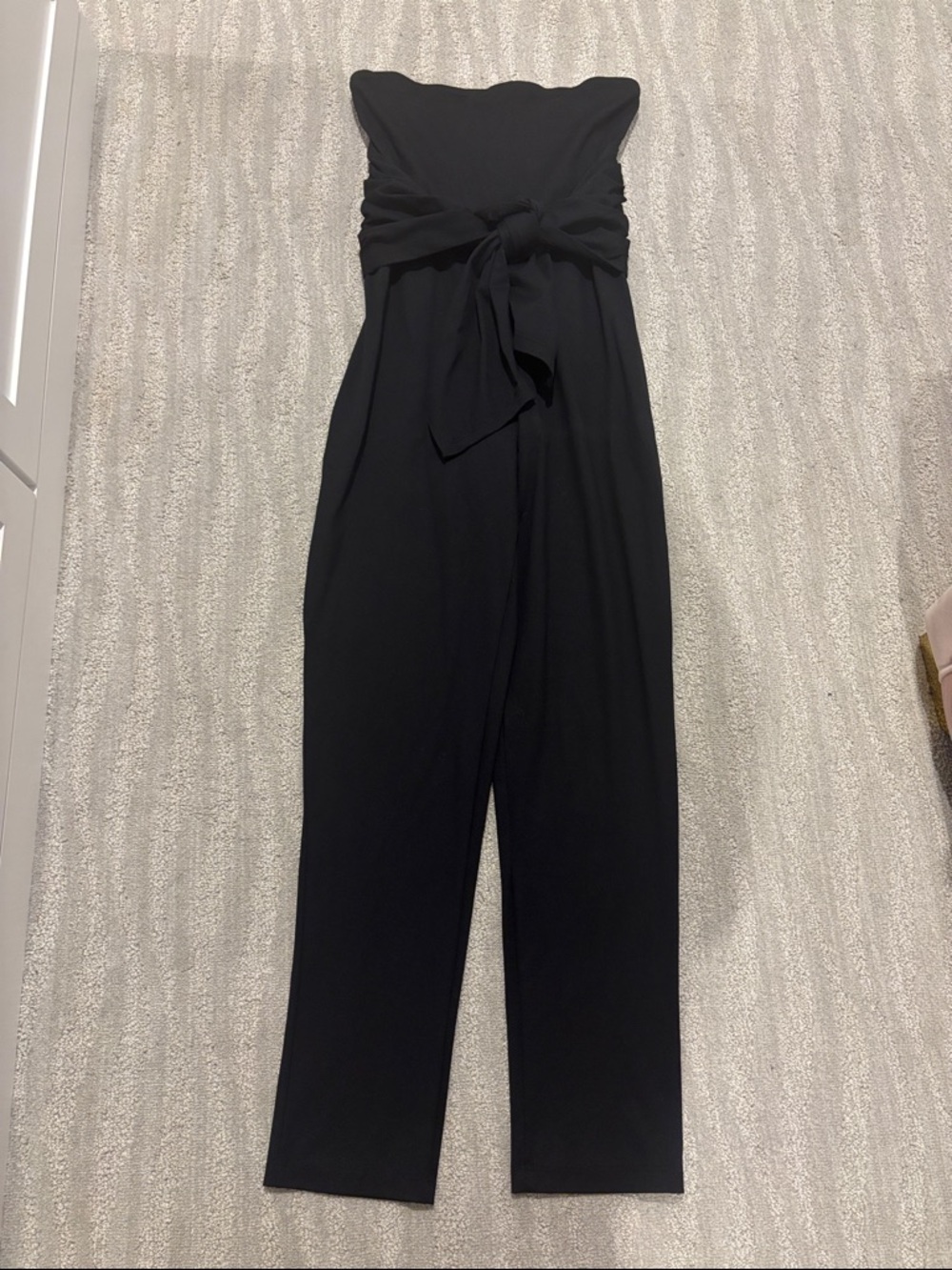 Susana Monaco Strapless Black Jumpsuit with Waist Tie